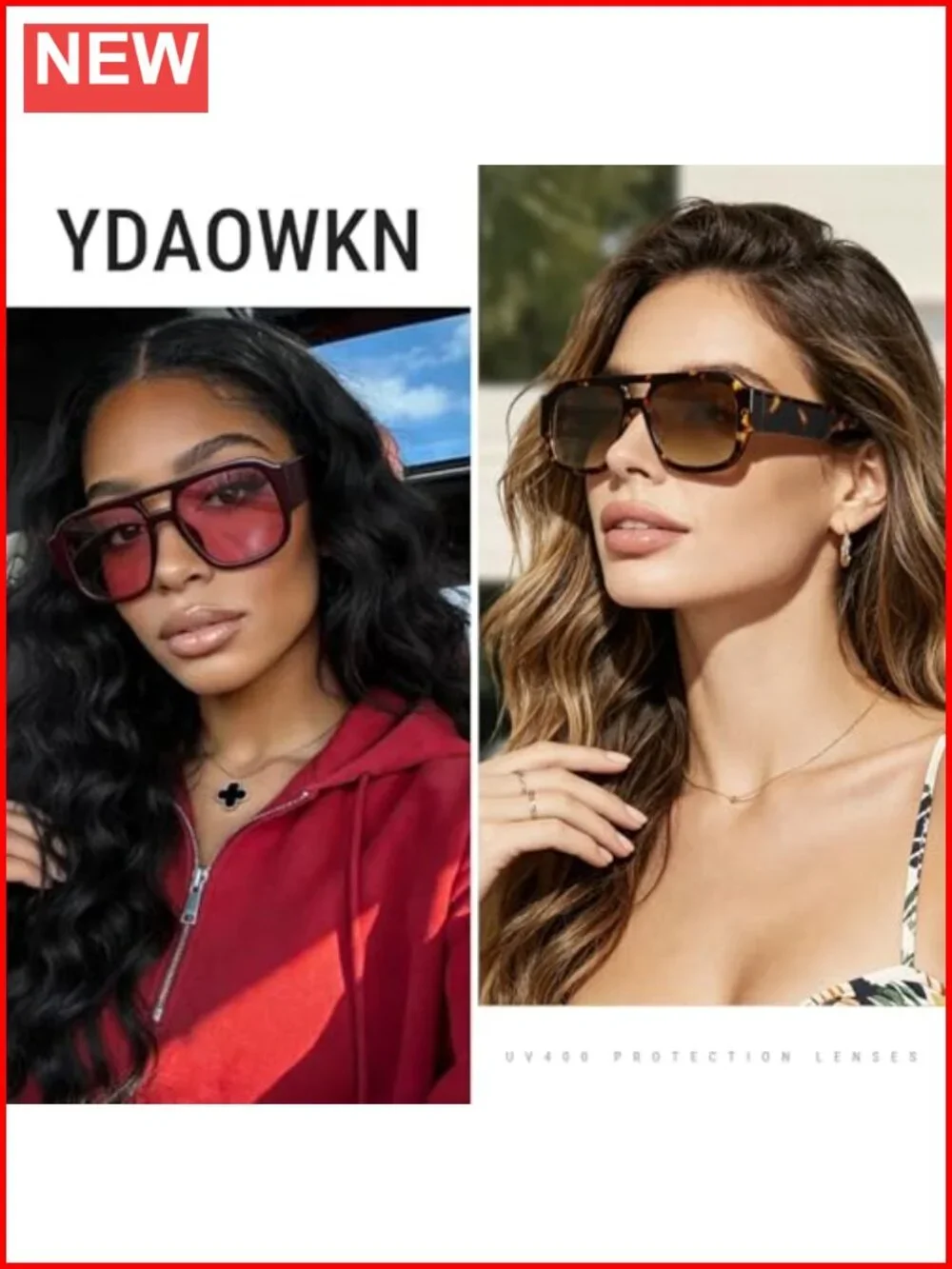 Retro Oversized Aviator Sunglasses Double Bridge UV400 Protection Glasses